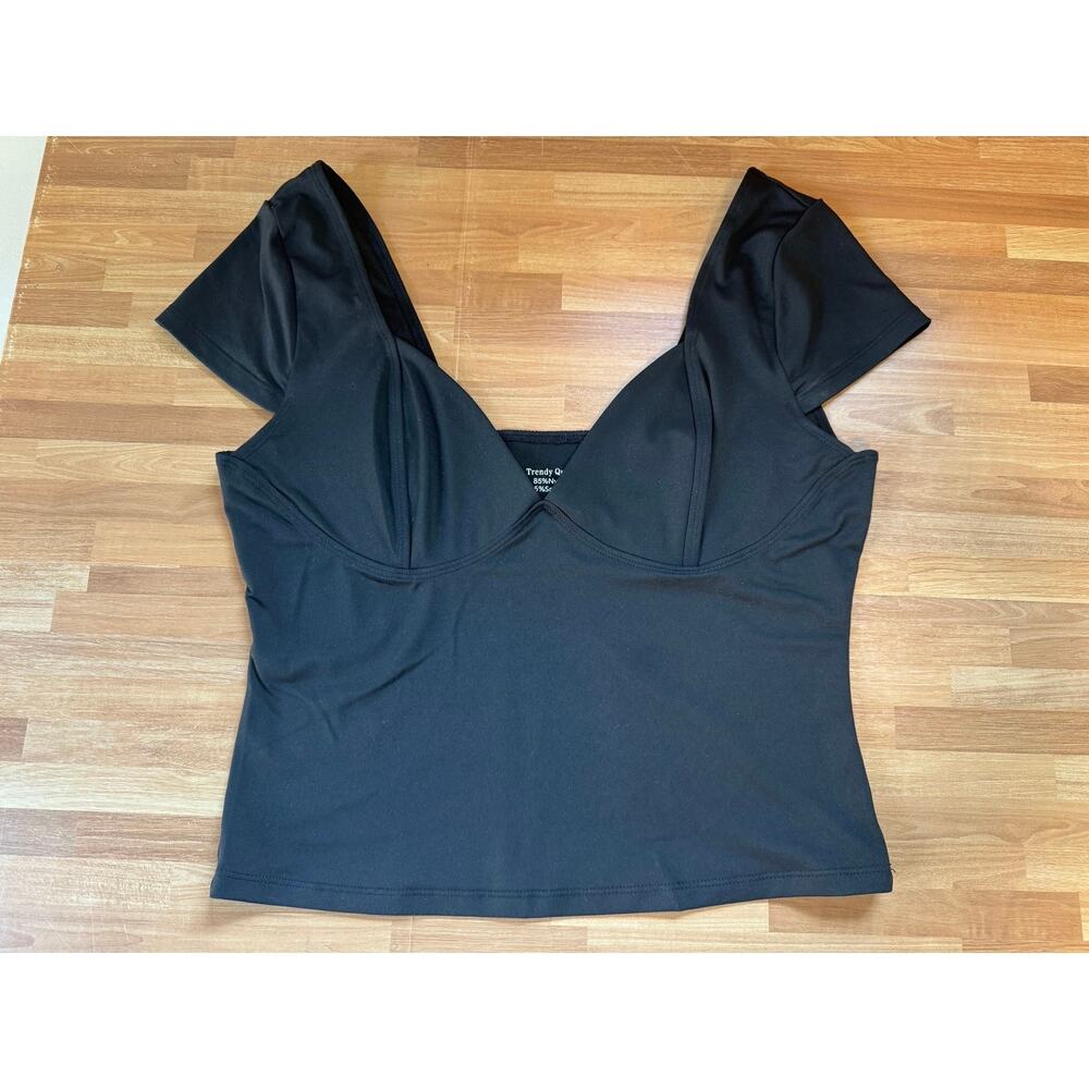 Trendy Queen Women's Short Sleeve Sweetheart Neck Corset Crop Top